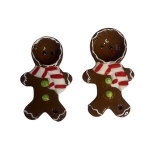 Gingerbread Man Ceramic Measuring Spoons 1 Tsp & 1/2 Tbsp Brown Holiday Kitchen